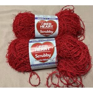 Lot Of 2 Red‎ Heart Scrubby Yarn Skein #4 Worsted Medium Weight  Ref